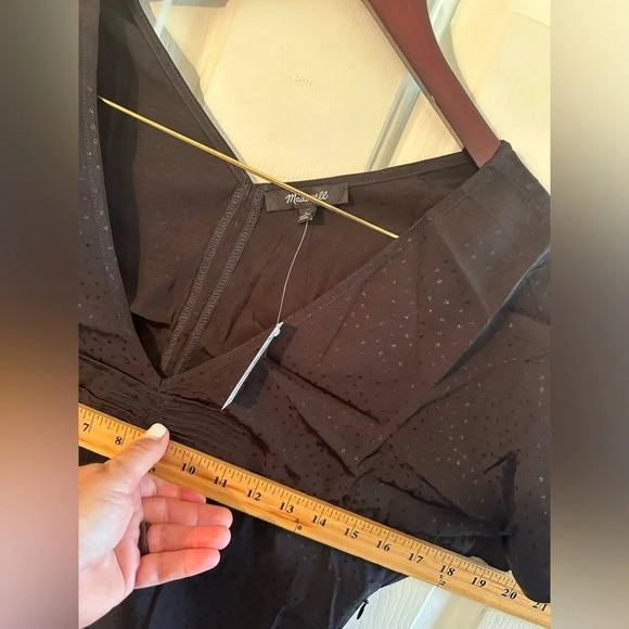 NWT MADEWELL Ruth Floral Jacquard Top Size 4 TRUE BLACK Side Zip Nice Sleeves - Picture 13 of 14